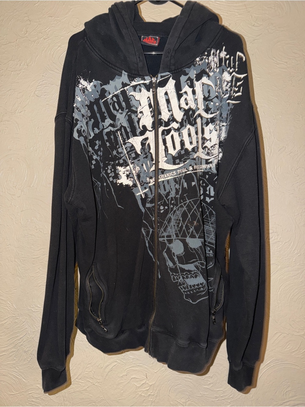 MAC Tools Skull Graphic Full Zip Hoodie Men’s Large Black